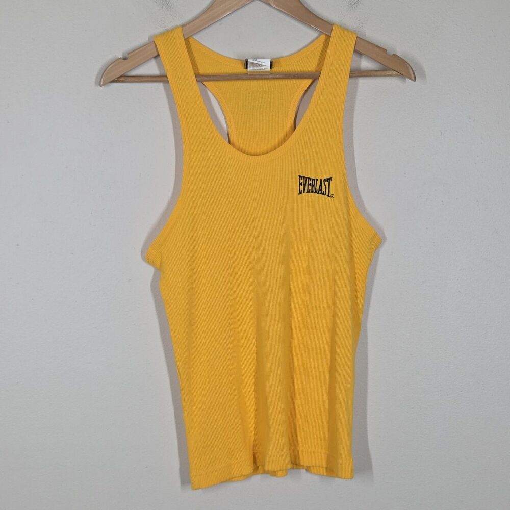 Vtg Y2K Everlast Ribbed Muscle Racerback Tank Spellout Weightlifting Boxing Med